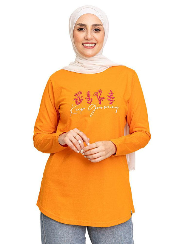 Orange Peel Printed Long - Sleeve Keep Growing - Khotwh